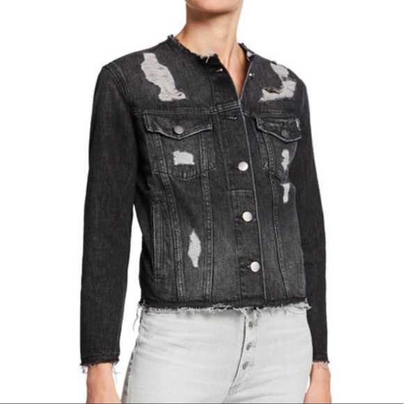 Distressed Fringe Jean Jacket Nwt 
